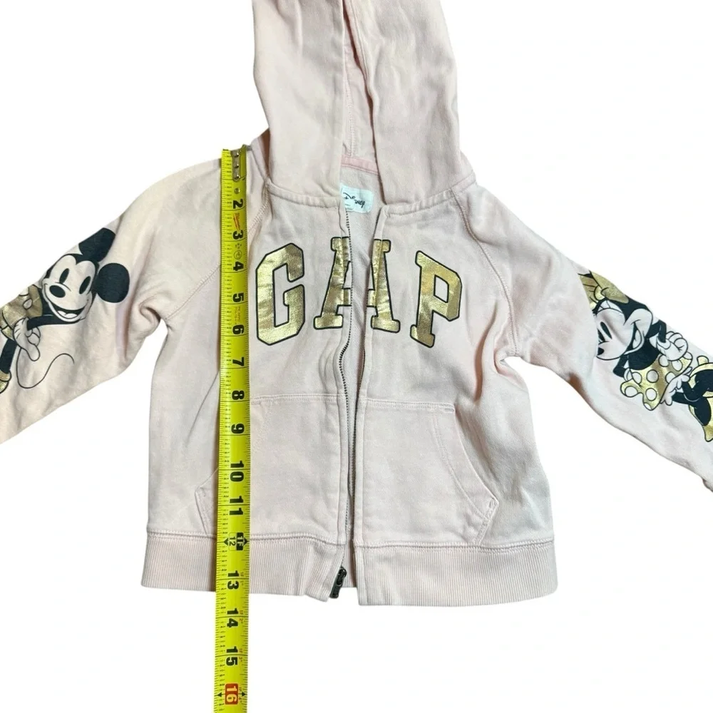 Gap x Disney Baby Pink Zip Up Hoodie Mickey Minnie Gold Logo Size 2T